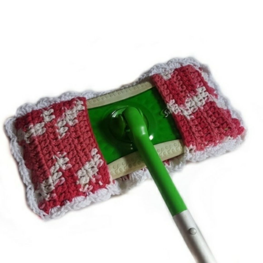 Handmade Reuseable Kitchen Cleaner Mop Cover-Pink Ombre And White